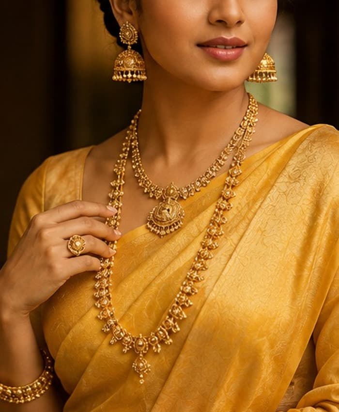 Indian woman wearing gold jewellery during a valuation service